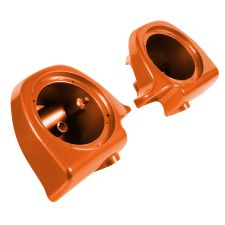 Scorched Orange Lower Vented Fairing Speaker Pod Mounts non rushmore style front for Harley® Touring motorcycles from HOGWORKZ® angle
