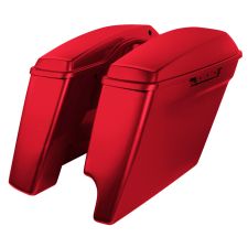 Wicked Red 2-Into-1 Extended 4" Stretched Saddlebags Harley® Touring left angle