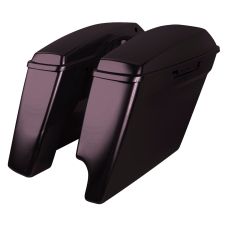 Blackened Cayenne 2-Into-1 Extended 4" Stretched Saddlebags Harley Touring from HOGWORKZ angle