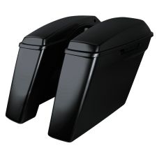 Black Tempest Harley Touring Dual Blocked Extended 4" Stretched Saddlebags from HOGWORKZ left angle