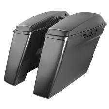 Charcoal Pearl Harley Touring Dual Blocked Extended 4" Stretched Saddlebags from HOGWORKZ left angle