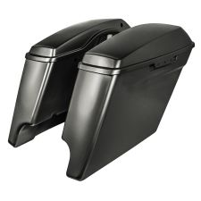 Industrial Gray Harley Touring dual cut Stretched Saddlebags from HOGWORKZ angle