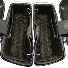 HOGWORKZ Standard / CVO™ Saddlebag Liners in Black with Gold Stitching top