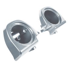 Atlas Silver Metallic Lower Vented Fairing Speaker Pod Mounts non rushmore style front for Harley® Touring motorcycles from HOGWORKZ®