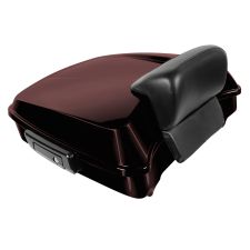 Black Cherry Harley Touring Chopped Tour Pack with Slim Backrest and Black Hardware from HOGWORKZ front