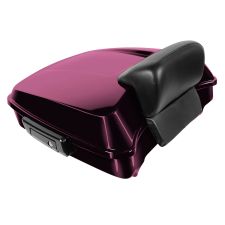 Mystic Purple Harley Touring Chopped Tour Pack with Slim Backrest and Black Hardware from HOGWORKZ angle