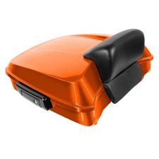 Scorched Orange Harley Touring Chopped Tour Pack with Slim Backrest and Black Hardware from HOGWORKZ angle