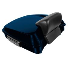 Midnight Blue Harley Touring Chopped Tour Pack with Slim Backrest and Black Hardware from HOGWORKZ angle