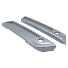 Barracuda Silver Saddlebag Latch Covers for Harley® Touring from HOGWORKZ angle