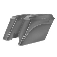 Brilliant Silver Pearl 2-Into-1 Extended 4" Stretched Saddlebags Harley® '94-'13 Touring 
