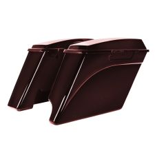 Merlot Sunglo 2-Into-1 Extended 4" Stretched Saddlebags Harley® '94-'13 Touring rear angle