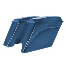 Daytona Blue Pearl 2-Into-1 Extended 4" Stretched Saddlebags for Harley® Touring '94-'13