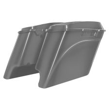 Brilliant Silver Pearl Harley® 1994-2013 Touring Stretched Saddlebags from HOGWORKZ rear angle