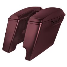 Billiard Burgundy 2-Into-1 Extended 4" Stretched Saddlebags Harley Touring from HOGWORKZ angle