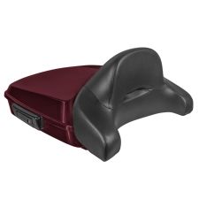 Billiard Burgundy Chopped Tour Pack with Full Backrest and Black Hardware angle