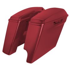 Billiard Red 2-Into-1 Extended 4" Stretched Saddlebags Harley Touring from HOGWORKZ angle
