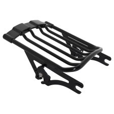 Black Air Glide Two Up Luggage Rack for Harley Touring from HOGWORKZ left angle