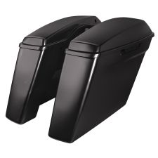 black magic Harley® Touring Dual Blocked Extended 4" Stretched Saddlebags from HOGWORKZ® left angle