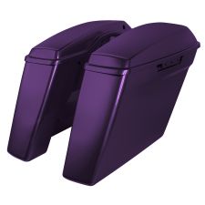 black magic Harley® Touring Dual Blocked Extended 4" Stretched Saddlebags from HOGWORKZ® left angle