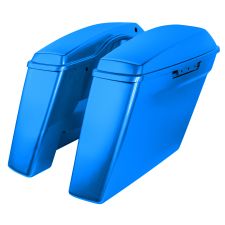Bonneville Blue Harley® Touring Dual Blocked Extended 4" Stretched Saddlebags from HOGWORKZ® left angle