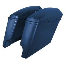 Bright Billiard Blue Harley Touring Stretched Saddlebags from HOGWORKZ side angle
