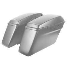 Brilliant Silver Pearl Harley Touring Standard Saddlebags from HOGWORKZ angle