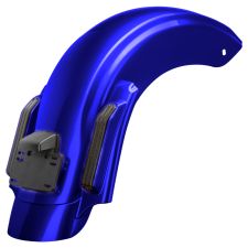 Harley® touring Candy Cobalt Blue Stretched Rear Fender System angle