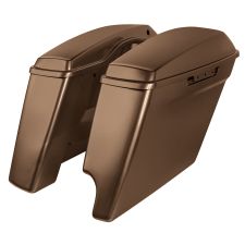Canyon Brown 2-Into-1 Extended 4 inch Stretched Saddlebags for haley touring motorcycles from hogworkz