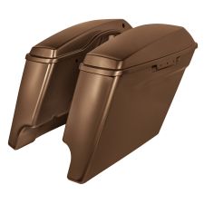 Canyon Brown Harley® Touring Dual Cut Stretched Saddlebags from HOGWORKZ® angle