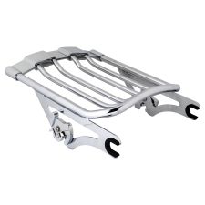 Chrome Air Glide Two Up Luggage Rack for Harley Touring from hogworkz left angle