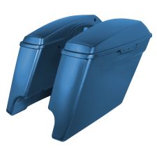 Candy Cobalt Blue Harley® Touring Dual Cut Stretched Saddlebags from HOGWORKZ® angle