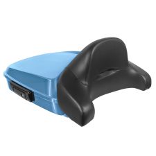 Frosted Teal Chopped Tour Pack Full Backrest Black Hardware angle