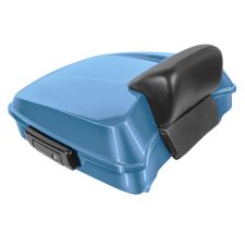 Frosted Teal Chopped Tour Pack w/ Slim Backrest & Black Hardware for Harley® Touring '97-'24
