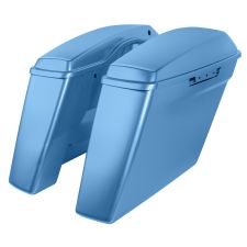 Frosted Teal Harley® Touring Dual Blocked Extended 4" Stretched Saddlebags from HOGWORKZ® left angle