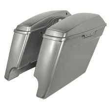 Billiard Gray Harley® Touring Dual Cut Stretched Saddlebags from HOGWORKZ® angle