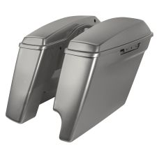 Billiard Gray 2-Into-1 Extended 4 Stretched Saddlebags for Harley touring from hogworkz back angle