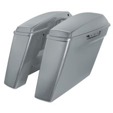 Gunship Gray Harley® Touring Dual Blocked Extended 4" Stretched Saddlebags from HOGWORKZ® left angle
