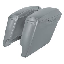 Gunship Gray Harley® Touring Dual Cut Stretched Saddlebags from HOGWORKZ® angle