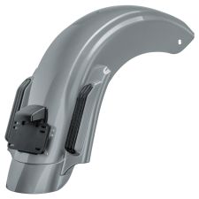 Harely touring Gunship Gray Stretched Rear Fender System angle
