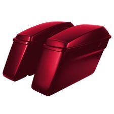 hard candy Hot Rod Red flake Harley Touring Standard Saddlebags from HOGWORKZ angle 