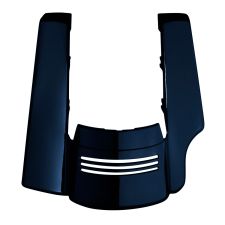 Midnight Blue Harley Touring Stretched 2-Into-1 Tri-Bar Fender Extension front