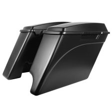 Denim Black 2-Into-1 Extended 4" Stretched Saddlebags Harley® '94-'13 Touring from HOGWORKZ