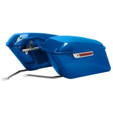 Electric Blue Harley® Softail Standard Saddlebag Conversion Kit w/ Chrome Hardware for '18-'24