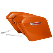 Scorched Orange Harley® Softail Stretched Saddlebag Conversion Kit w/ Chrome Hardware for '18-'24