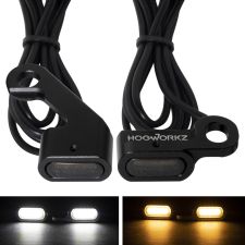 Harley Dyna/Softail/Sportster LED Handlebar DRL / Turn Signals in Black from HOGWORKZ  close up