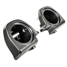 Industrial Gray Lower Vented Fairing Speaker Pod Mounts non rushmore style front for Harley® Touring motorcycles from HOGWORKZ® angle