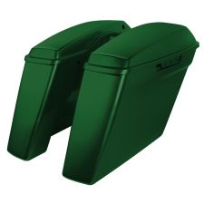 Kinetic Green Harley Touring Dual Blocked Extended 4" Stretched Saddlebags from HOGWORKZ left angle
