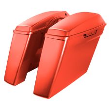 Candy Orange Harley® Touring Dual Blocked Extended 4 Stretched Saddlebags from HOGWORKZ® 