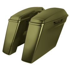 Mineral Green Harley® Touring Dual Blocked Extended 4" Stretched Saddlebags from HOGWORKZ® left angle