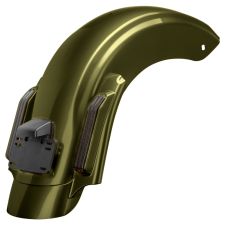 Olive Gold Harley® Touring CVO Style Stretched Rear Fender angleOlive Gold Harley® Touring CVO Style Stretched Rear Fender front viewOlive Gold Harley® Touring CVO Style Stretched Rear Fender side viewOlive Gold Harley® Touring CVO Style Stretched Rear Fe